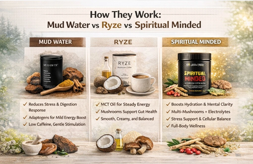 MudWater vs Ryze vs Spiritual Minded Mushroom Coffee