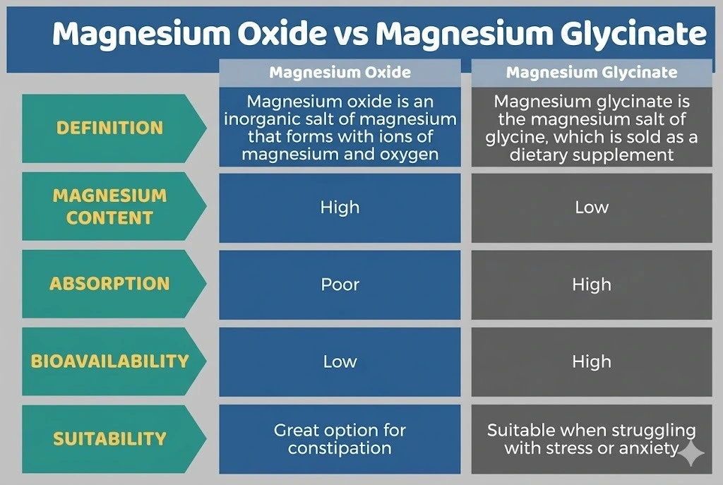 Magnesium Glycinate vs Oxide 